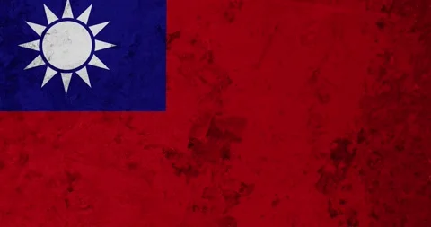 A zoom panning video of a worn out rusty wall with the taiwan flag Video stock 337432282