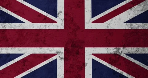 A zoom panning video of a worn out rusty wall with the united kingdom flag Video stock 337432655
