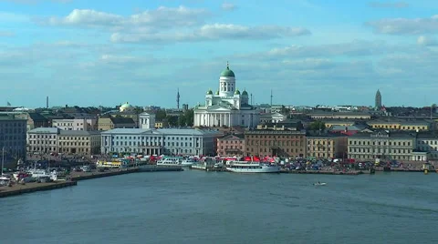 Zoom panorama of Helsinki, Finland Stock Footage