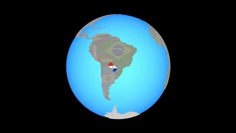 Zoom to Paraguay with flag on map Stock Footage 99817676