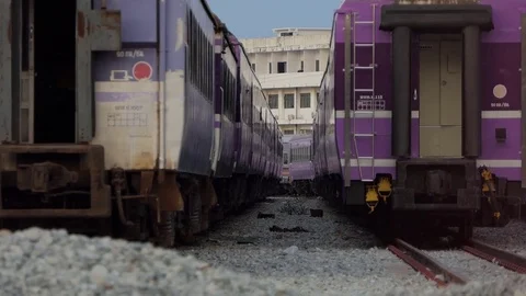 Zoom in of passenger train. Stock Footage 83352657