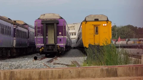 Zoom in of passenger train. Stock Footage 83353209