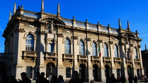 Zoom on Polytechnic university building of Milan Video stock 104136939