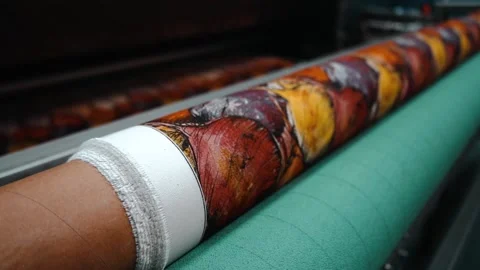 Zoom in on printing material rollers Stock Footage 135160881