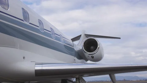 Zoom on a Private Jet Engine over It's W... | Stock Video | Pond5