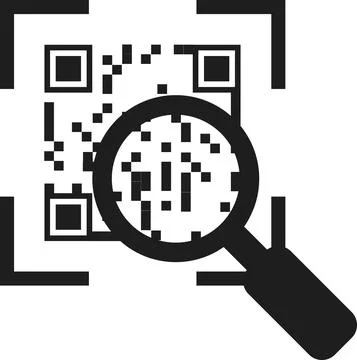 Zoom in on the QR code with a magnifying glass. Stock Illustration