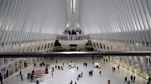 Zoom in Railing in Oculus Building Downtown Manhattan New York City Vídeos de archivo 255405499
