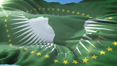 Zoom in Realistic Flag of the African Union 4K Vídeo Stock 342774879