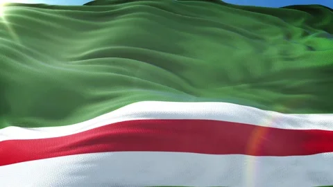 Zoom in Realistic Flag of Chechen Republic of Ichkeria 4K Vídeo Stock 342778273