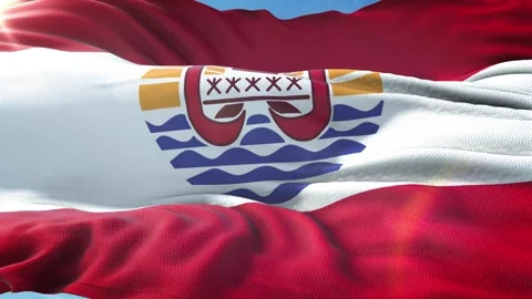Zoom in Realistic Flag of French Polynesia 4K Video stock 342779518