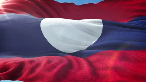 Zoom in Realistic Flag of Laos 4K Stock Footage 342781419