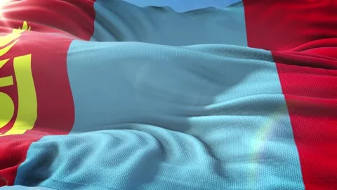 Zoom in Realistic Flag of Mongolia 4K Stock Footage 342782123