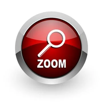 Zoom red circle web glossy icon. 库存插图
