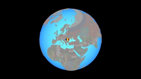 Zoom to Romania with flag on map Stock Footage 99817392