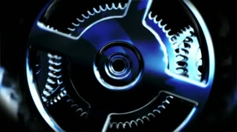 Zoom into a rotating cogwheel machine Stock Footage 12721204