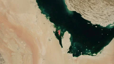 Zoom In Satellite Map Of Bahrain With Red Highlight Stockbeeldmateriaal 340109602