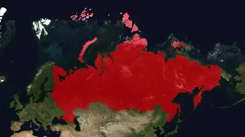 Zoom In Satellite Map Of Russia With Red Highlight Stockbeeldmateriaal 340109774