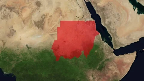 Zoom In Satellite Map Of Sudan With Red Highlight Stockbeeldmateriaal 340109775