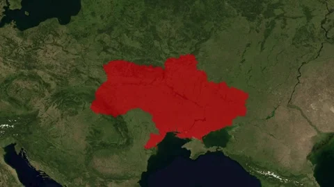 Zoom In Satellite Map Of Ukraine Red Highlight Stockbeeldmateriaal 340109782