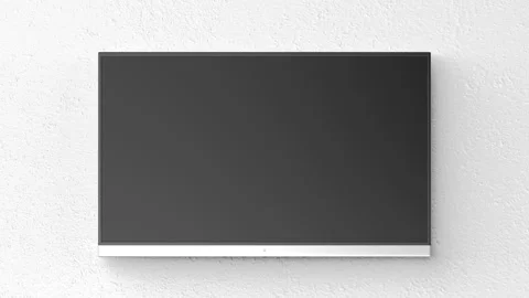 Zoom in on the screen of modern flat television Stock Footage 318249939