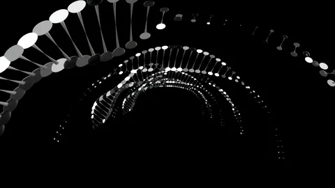 Zoom in seamless tunnel effect with twisting abstract form shaped like DNA Stock Footage 105291385