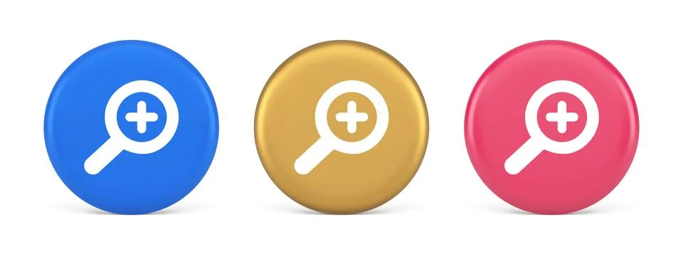 Zoom search cyberspace information button discovery magnifying glass plus 3.. Stock Illustration
