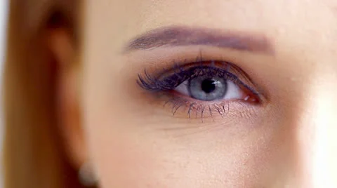 Zoom Shoot of an Eye of Beautiful Girl in Slow Motion Stock Footage