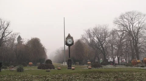 Zoom Shot Of The Clock In The Cismigiu Park In Bucharest Stock-Footage 33762543