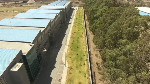 Zoom in shot of a long building Stock Footage 107363277