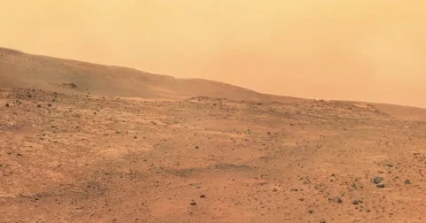 Zoom shot of moderate dust storm at Tuskegee Crater, Mars.  Vidéo 59145829