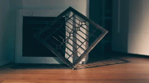 Zoom-in shot of an open ventilation grate inside a house, Portland, Oregon, USA, Vídeos de archivo 238917807