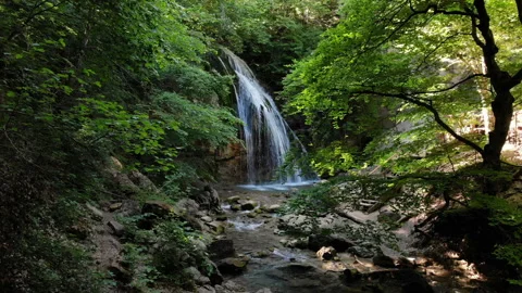 Zoom In Shot of Waterfall Stock Footage 95674258