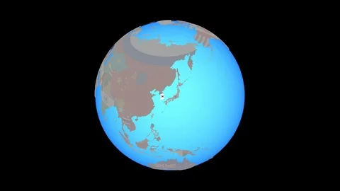 Zoom to South Korea with flag on map Stock Footage 99817485