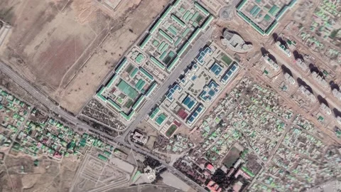 Zoom in from space and focus on Ashgabat Turkmenistan. 3D Animation. Video stock 148317365
