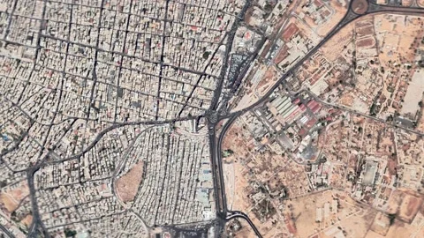 Zoom in from space and focus on Az-Zarqa, Jordan. 3D Animation. Stock Footage 152734934