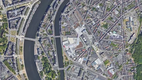 Zoom in from space and focus on Belgium Liege. 3D Animation. Stock Footage 146337091