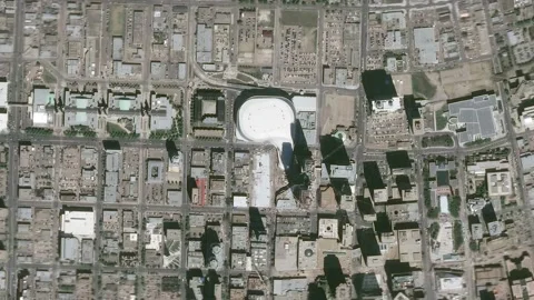 Zoom in from space and focus on Canada Edmonton. 3D Animation. Stock Footage 144525748