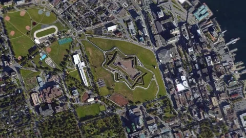 Zoom in from space and focus on Canada Halifax. 3D Animation. Stock Footage 147641662