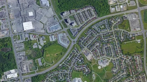 Zoom in from space and focus on Canada, Cambridge. 3D Animation. Stock Footage 157309876