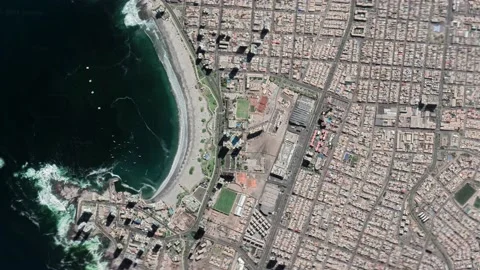 Zoom in from space and focus on Chile, Iquique 3D Animation. Stock Footage 157931122