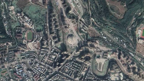 Zoom in from space and focus on China Bazhong. 3D Animation. Stock Footage 144525918