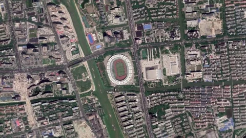 Zoom in from space and focus on China Suzhou. 3D Animation. Video stock 145308522