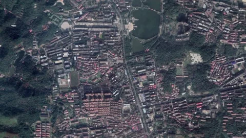 Zoom in from space and focus on China, Yiyang. 3D Animation Stock Footage 154266181
