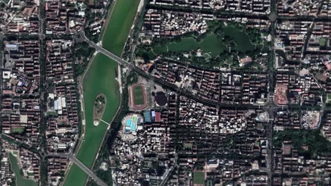 Zoom in from space and focus on China, Maoming. 3D Animation. Stock Footage 155373750