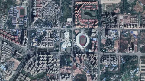 Zoom in from space and focus on China, Qinzhou. 3D Animation. Video stock 155373751