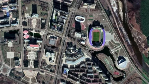 Zoom in from space and focus on China, Yichun. 3D Animation. Stock Footage 155373941