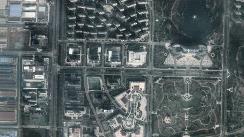 Zoom in from space and focus on China, Zhangqiu. 3D Animation. Stock Footage 155374039
