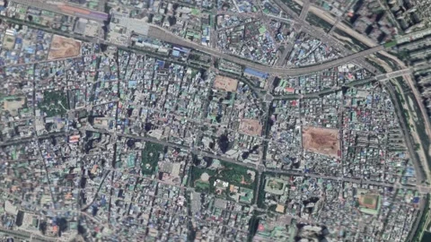 Zoom in from space and focus on Daegu South Korea. 3D Animation. Stock Footage 143799902