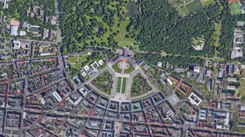 Zoom in from space and focus on Germany, Karlsruhe. 3D Animation. Stock Footage 148506870
