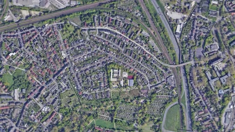 Zoom in from space and focus on Germany, Herne. 3D Animation. Stock Footage 153114647